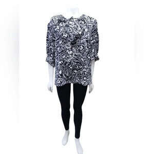 Sunny Leigh NWT Lightweight SS Black and White Blouse Size 2X